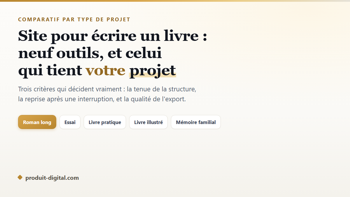 Site pour écrire un livre : 9 outils comparés par type de projet